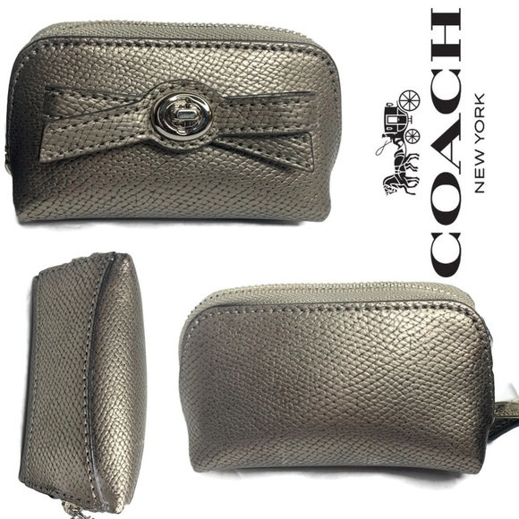 Coach Gunmetal Turnlock Bow Cosmetic Bag Box Set - Picture 4 of 7
